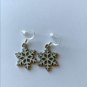 White Snowflake Dangle Earrings